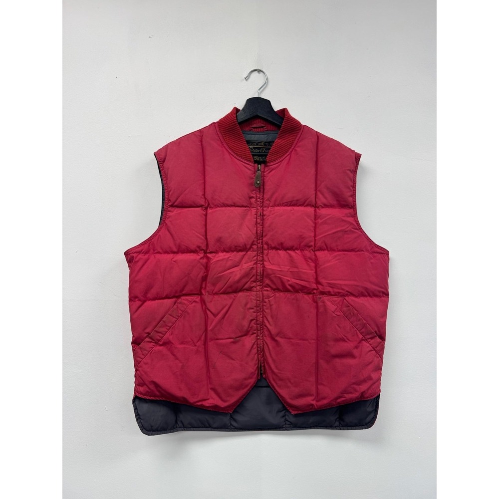Vintage Eddie Bauer Vest Mens Large Red Goose Down Puffer Quilted‎ 80s 90s